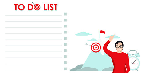 Self-discipline concept, to-do list. Climbing to the top concept. Vector illustration flat design, eps 10