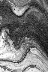 Acrylic Fluid Art. Abstract stone background or texture. Liquid black and white marble textures