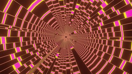 Fototapeta premium 3D illustration graphic of the inside tunnel having beautiful pink and yellow color texture and pattern seamless loop motion graphics.