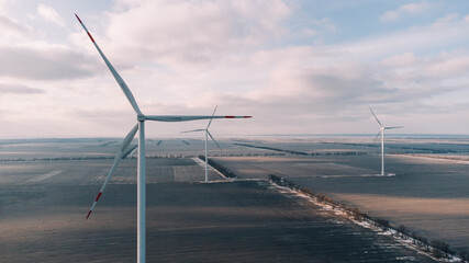 Wind turbines. Energy generator. Renewable wind energy. Roxolani, Odessa, Ukraine
