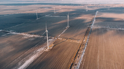 Wind turbines. Energy generator. Renewable wind energy. Roxolani, Odessa, Ukraine