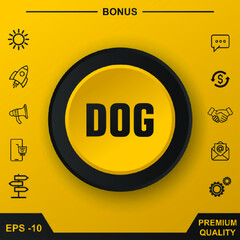 Dog write icon. Yellow round button