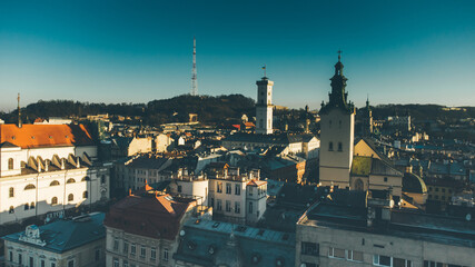 Aerial View of the city of Lviv (Lvov) in Western Ukraine