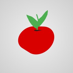 Illustration image. Red apple on white background
