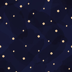 Vector gold dots night dark blue seamless pattern © Dotsby