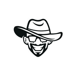 Black hustler in hat with glasses smiling face