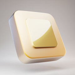 Stop icon. Golden Stop symbol on matte gold plate.