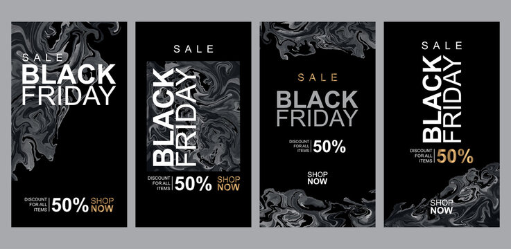 Black Friday sales 50% discount banner design template for social media story, web, and print advertisement