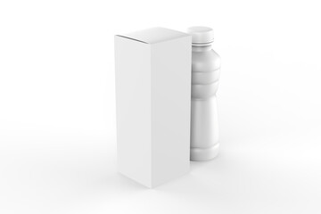 plastic bottle mockup use for milk, yogurt, drink etc. with box. 3d illustration.