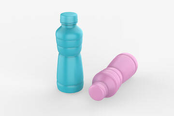plastic bottle mockup use for milk, yogurt, drink etc. with box. 3d illustration.