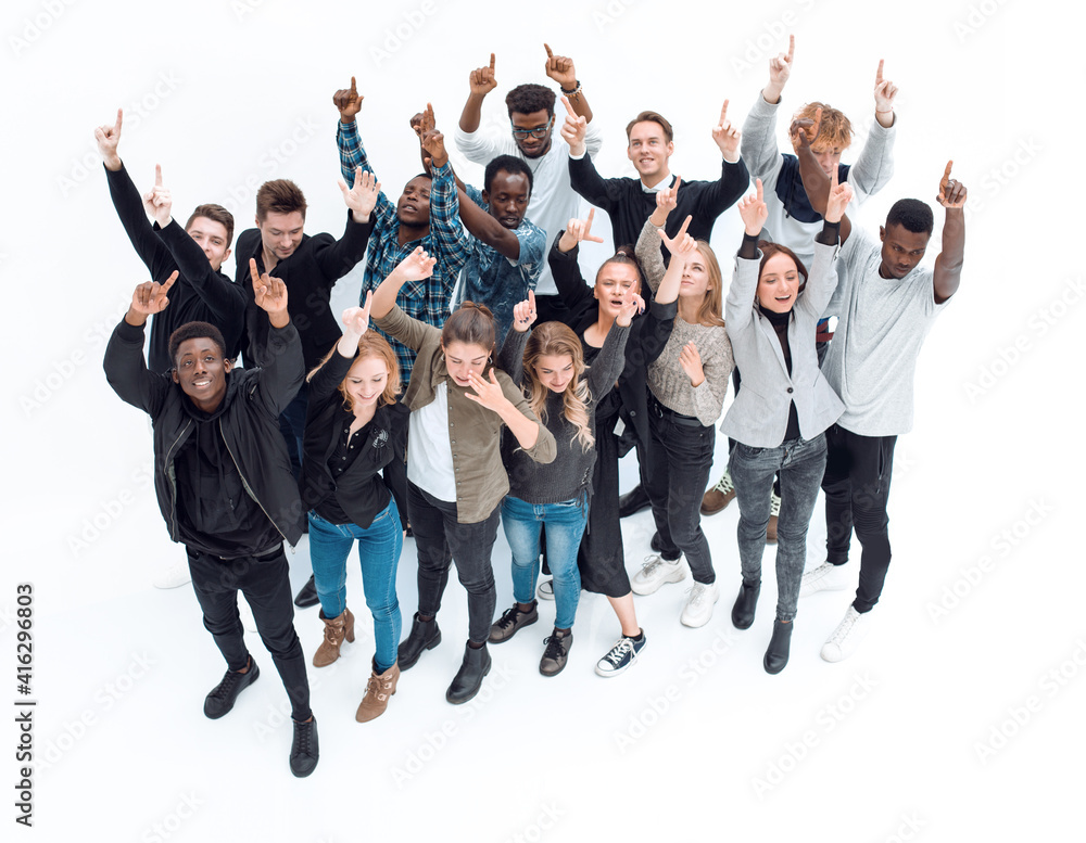 Wall mural group of diverse young people looking at the camera