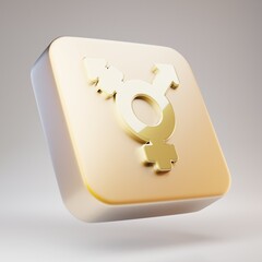 Transgender icon. Golden Transgender symbol on matte gold plate.