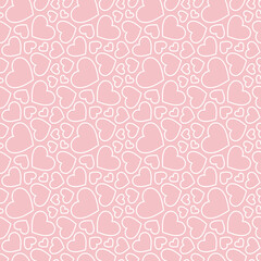 Subtle pink hearts seamless pattern. Valentines day background. Love romantic theme. Simple vector abstract texture with small linear hearts. Stylish minimal design for decor, wallpapers, textile
