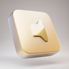 Volume Off icon. Golden Volume Off symbol on matte gold plate.