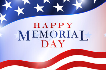 Happy Memorial Day greeting card with stars and stripes. Background for Memorial Day celebration. Vector illustration.