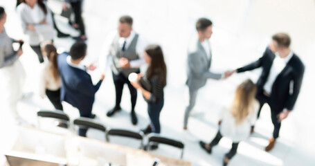 top view. group of young employees at the workplace in the office