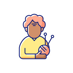Elderly woman RGB color icon. Old female pensioner. 60-65 years old. Facial aging. Diseases and health conditions in elderly. Aged person. Receiving old age pension. Isolated vector illustration