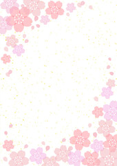 和風 桜 金箔 POP チラシ 縦 フレーム 背景 19