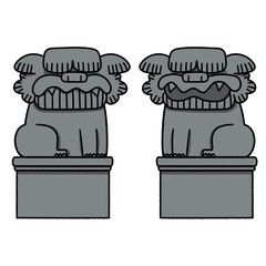 Komainu, dogs, shrines, animals, color