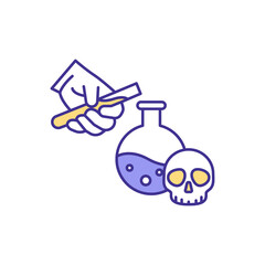 Working with chemical substances RGB color icon. Handling hazardous material. Chemical safety. Practice in laboratory. Safety precautions. Fumes spreading prevention. Isolated vector illustration