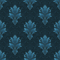 Damask seamless pattern element. Vector classical luxury old fashioned damask ornament, royal victorian seamless texture for wallpapers, textile, wrapping. Vintage exquisite floral baroque template.