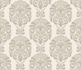 Damask seamless pattern element. Vector classical luxury old fashioned damask ornament, royal victorian seamless texture for wallpapers, textile, wrapping. Vintage exquisite floral baroque template.