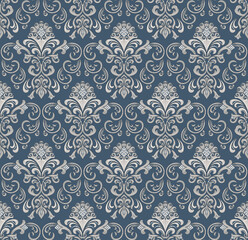 Damask seamless pattern element. Vector classical luxury old fashioned damask ornament, royal victorian seamless texture for wallpapers, textile, wrapping. Vintage exquisite floral baroque template.