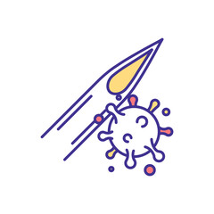Needlestick injury RGB color icon. Risk for dangerous infections transmission. Skin puncture. Bloodborne pathogens. Sharps injury. Transmitting life-threatening illness. Isolated vector illustration