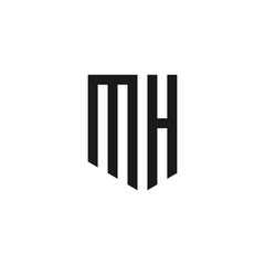 MH logo monogram with emblem shield style design vector template