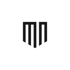 MN logo monogram with emblem shield style design vector template