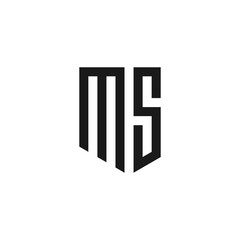 MS logo monogram with emblem shield style design vector template