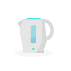 Futuristic grey electric kettle with glass and power-on display. Flat vector illustration