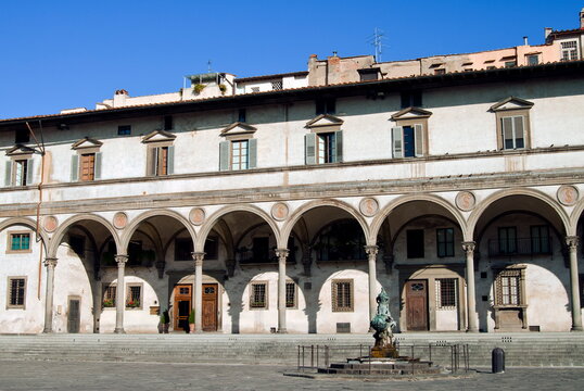 Piazza SS Annunziata, Porch Servants of Mary, Florence, UNESCO World Heritage Site, Tuscany