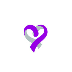 icon ribbon heart  love asign purple