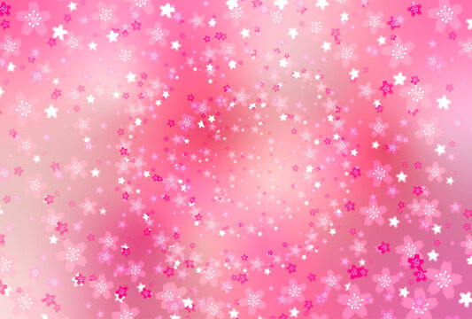 桜吹雪のうずまき背景　ピンク空Ver