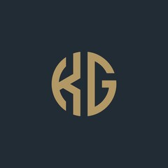 Abstract letter KG. minimal circle logo design template. Vector letter logo with green and black background