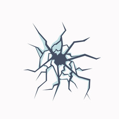 Window broken with cracked glass vector illustration.