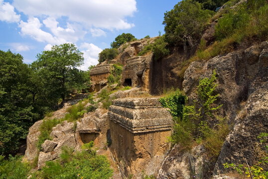 Etruscan Necropolis of Norchia dating from the 4th to 2nd centuries BC, Viterbo, Latium