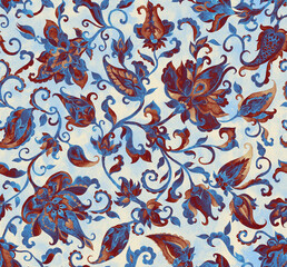 Paisley watercolor floral pattern