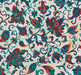 Paisley watercolor floral pattern