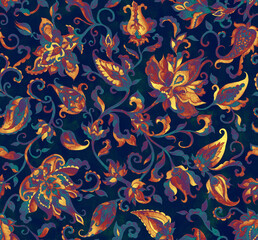 Paisley watercolor floral pattern
