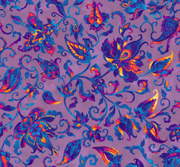 Paisley watercolor floral pattern