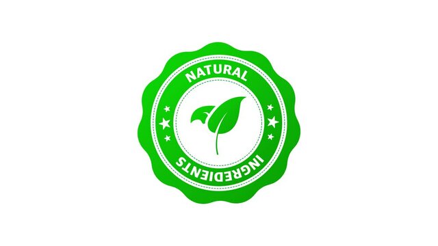 Green icon. Logo, icon, label. Organic, bio, eco symbol. Natural product. Vegetarian healthy food. Organic, bio, eco symbol. Natural product. Motion graphic.