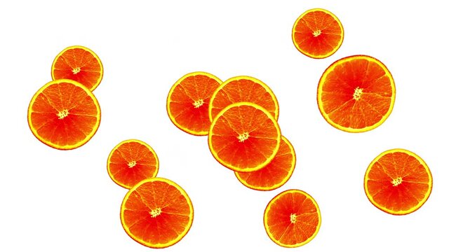 Orange fruit, lemon, lime slice animation. 2D element motion design. Seamless loop. Green lime fruit lemon citrus cut. Alpha channel