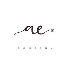 initial AE logo with flower