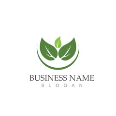 Logos of green Tree leaf ecology