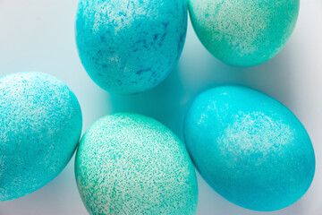 Easter eggs close-up on a light background.