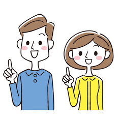 指差し男性と女性の人物セット線画