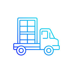 Window delivery gradient linear vector icon. Delivering building materials on residential construction sites. Thin line color symbols. Modern style pictogram. Vector isolated outline drawing