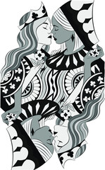 ladies black, white graphic vector illustration 